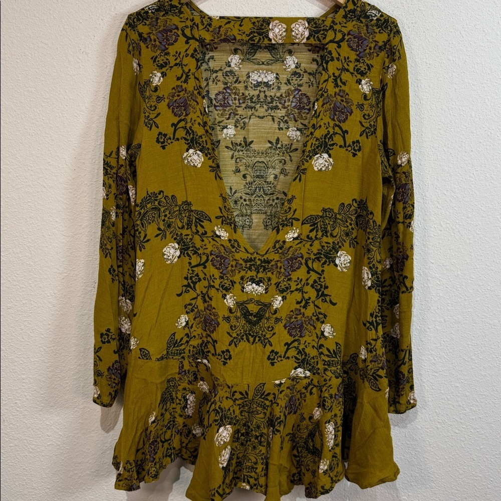Free People Slubby Crinkle Smooth Talker Top Gold Combo dress hobo size XS - Picture 8 of 14